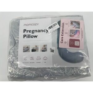 Momcozy Pregnancy Pillow J-Shape Grey Velvet Cover Breathable Maternity Sealed